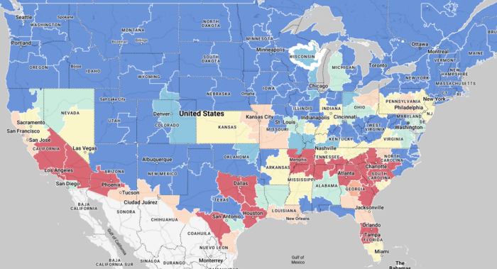 DAT Hot Markets Map June 2